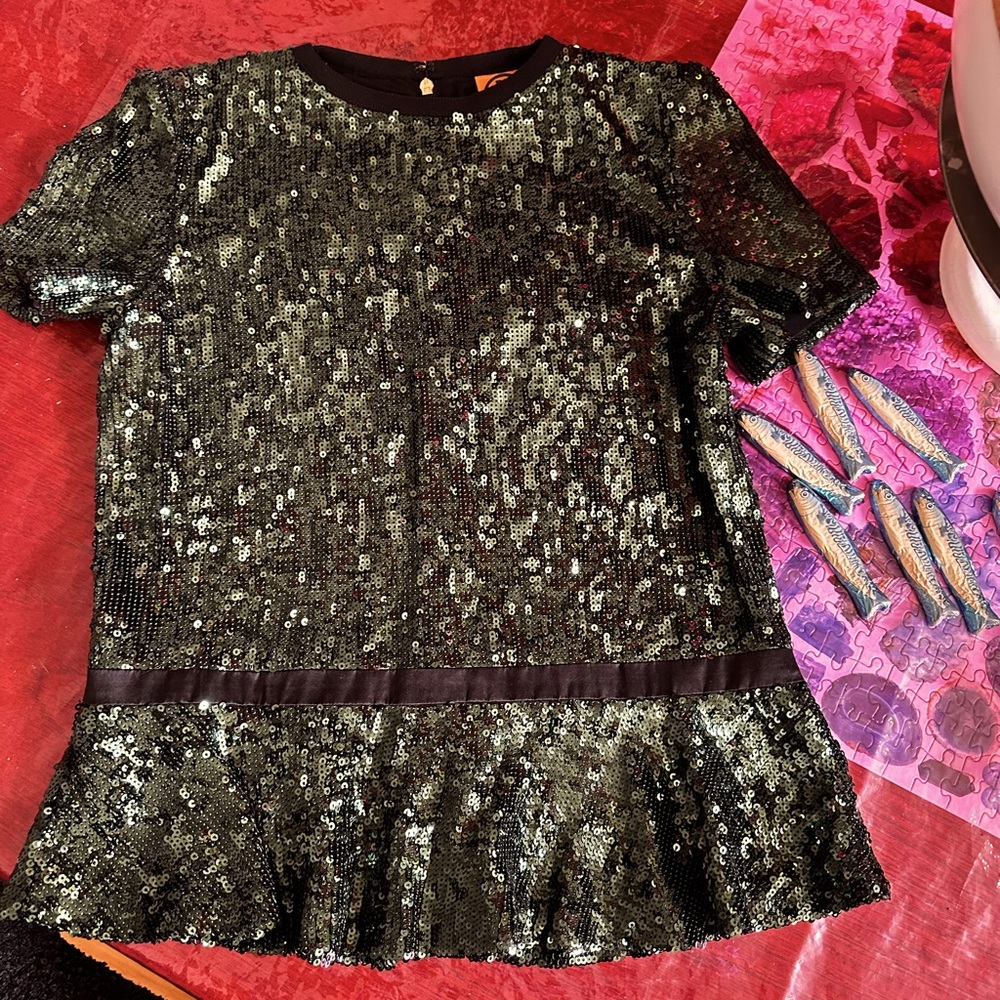 sparkly sequin tory burch peplum top 🧜‍♀️